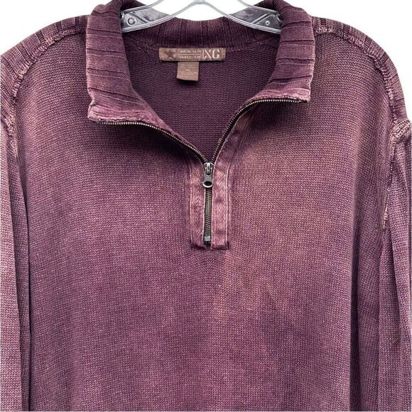 XG Xtreme Gear Surplus Sweater Top Men's XL Burgundy 1/4 Zip Mock Neck Pullover - Picture 1 of 12